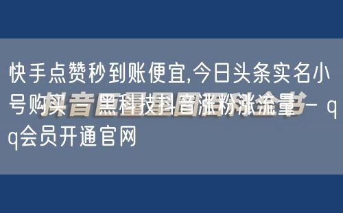 快手点赞秒到账便宜,今日头条实名小号购买 - 黑科技抖音涨粉涨流量 - qq会员